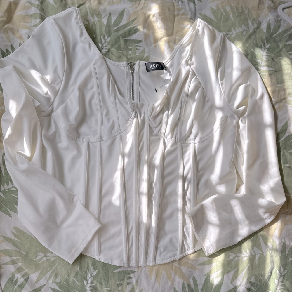 White long sleeve corset top